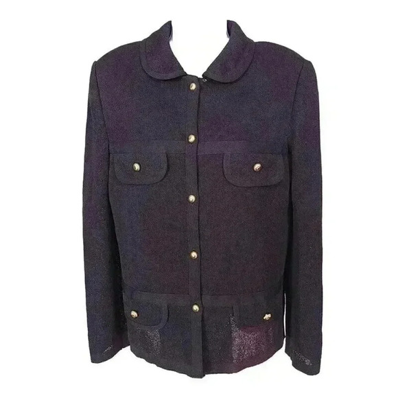 Castleberry Blazer Jacket Black Women's 10 Long Sleeve Button Front Knit - Picture 1 of 3
